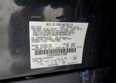 2013 Ford Taurus Limited from USA, damaged, VIN 1FAHP2F89DG137089